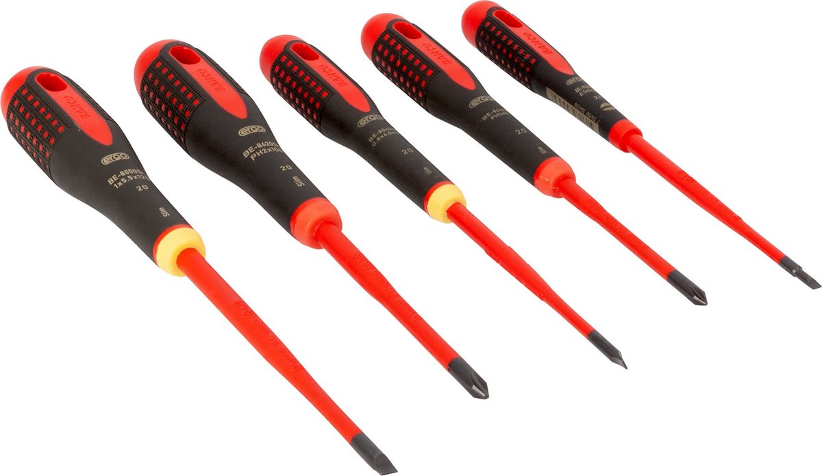 Jeu de tournevis d'atelier Bahco ergo 5 pièces plats, tête Phillips