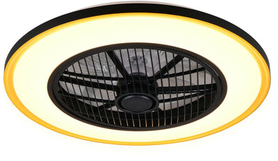 Rl vis ta lumière réalité varpula - ventilateur - noir-or - incl. 1x SMD 28 W - télécommande - variateur intégré - couleur de la lumière réglable en continu - mode été et hiver - 6 niveaux de vitesse