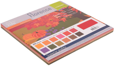 Papier cartonné créatif Florence vaessen - multipack automne - 30,5 x 30,5 cm - 60 feuilles - lisse - 216 g