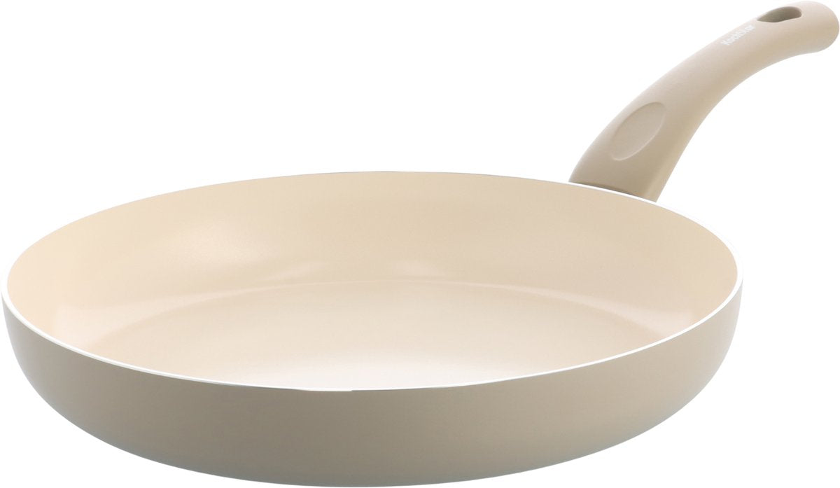 Poêle à frire en céramique Kochstar Essenz taupe - 28 cm - sans PFAS - poêle à induction - poêle à induction - revêtement antiadhésif en céramique - poignée de refroidissement - passe au four jusqu'à 130° C - taupe