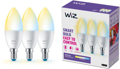 Lampe bougie Wiz, pack de 3 - lumière blanche chaude à froide - éclairage LED intelligent - culot E14 - 40w - mat - wi-fi