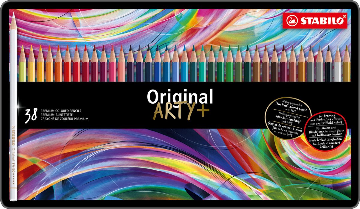 Boîte en métal des crayons de couleur originale Stabilo, 38e.