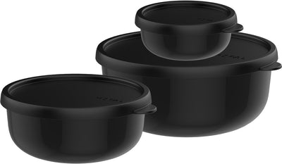 Mepal coffret de rangement 3 pièces lumina - 2,5 l - récipient micro-ondes avec couvercle - noir nordique