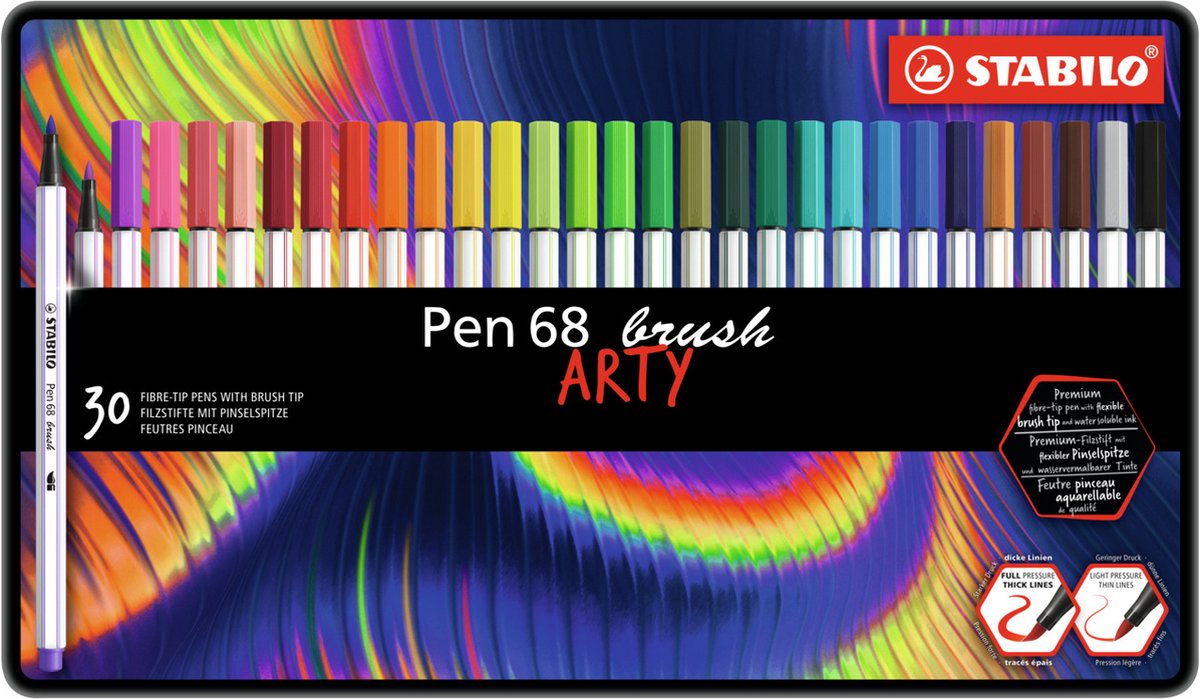 Stabilo Pen 68 Brush Arty Metal Box 30st.