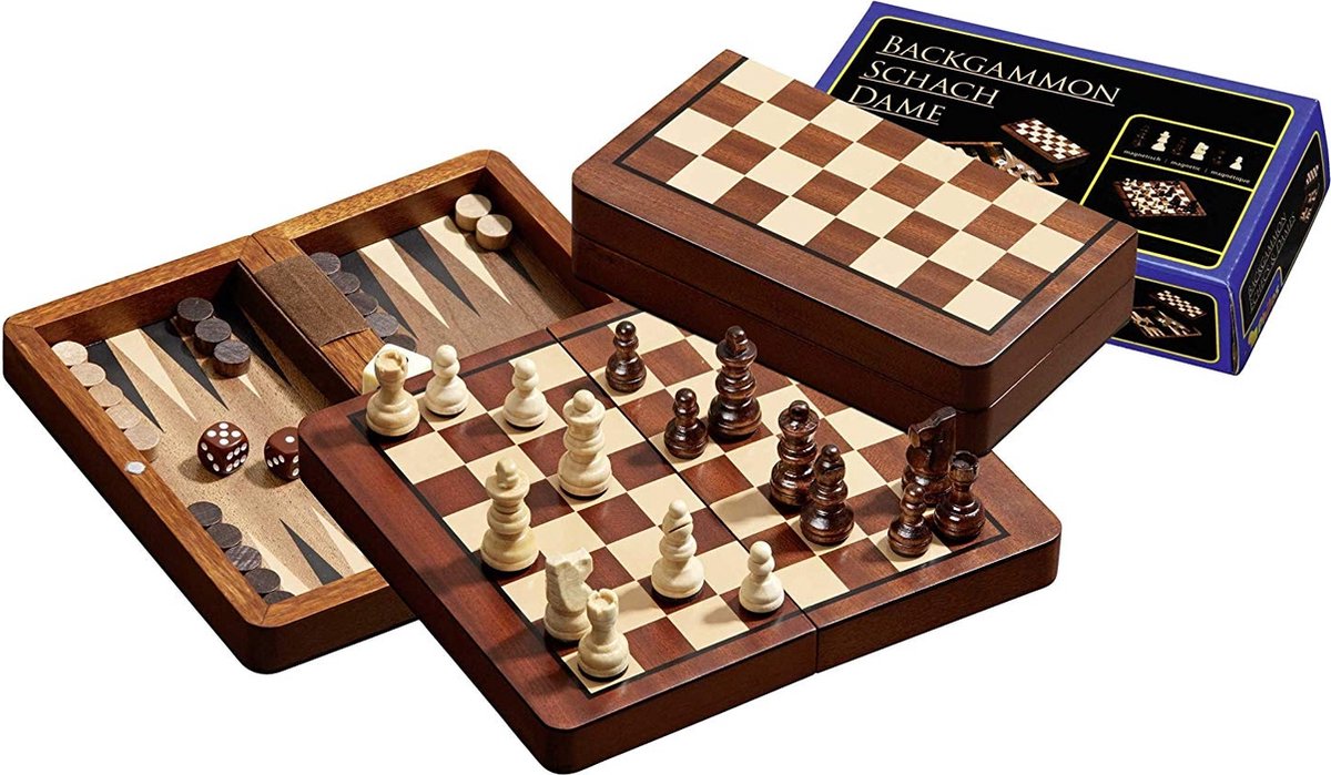 Philos voyage échecs vérificateur backgammon cassette champ 18mm roi hauteur 37mm magnétique phi-2517