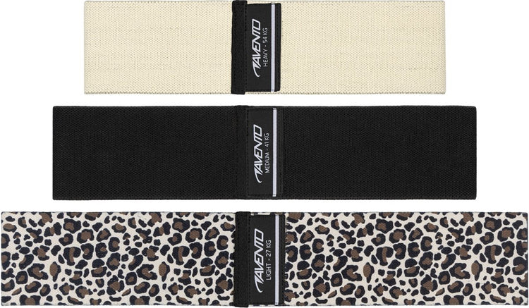 Ensemble de bandes de résistance Avento - 3 pièces - bande de butin - bande de résistance - coton - léopard beige noir
