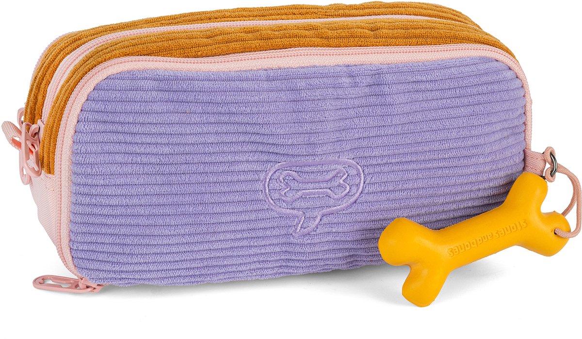 Stones and bones rowan 2.0 - trousse - trousse enfant - 3 compartiments - velours côtelé - miel lavande