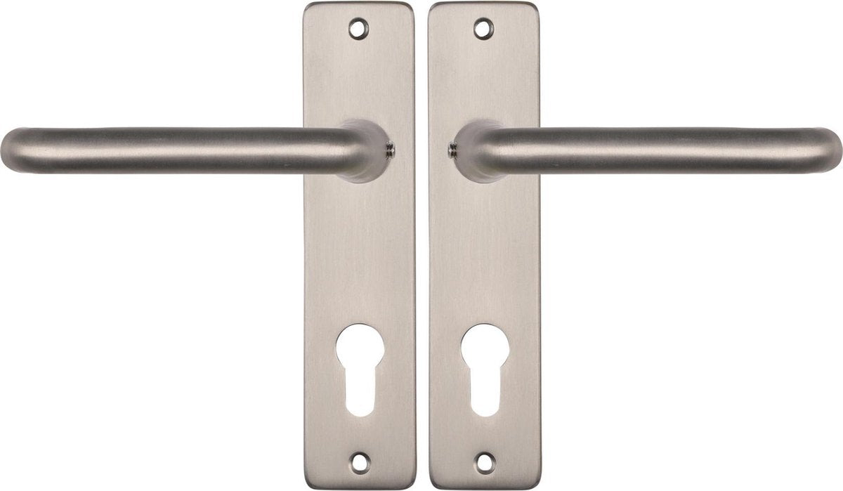 Poignée de porte Starx argent - aspect acier inoxydable - ferrures de porte - bouclier de porte pour cylindre profilé (pc72) - poignée de porte coupé