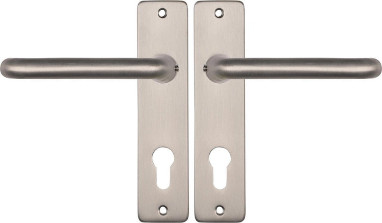 Poignée de porte Starx argent - aspect acier inoxydable - ferrures de porte - bouclier de porte pour cylindre profilé (pc72) - poignée de porte coupé