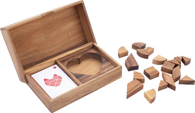 Longfield double tangram heart – jeu de puzzle en bois – jeu de réflexion éducatif – forme de cœur tangram – casse-tête logique – cœur d’ange