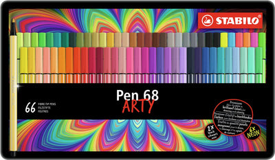 Stabilo Pen 68 Arty Metal Box Felt -Tip stylos, 66st.