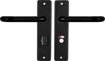 Poignée de porte Starx noire - ferrures de porte - bouclier de porte avec serrure de toilette (wc63 - 8) - poignée de porte coupé