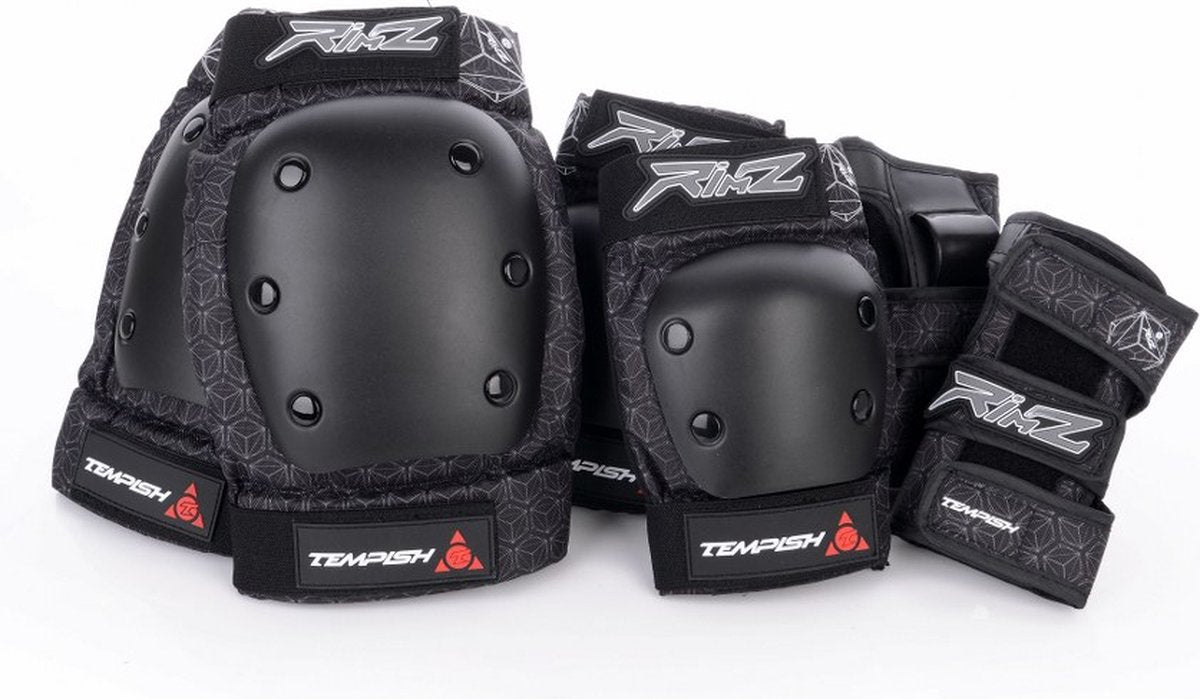 Tempish – rimz – protection pour patins – pack de 3 – adultes – noir – ensemble complet de protection pour patins – taille l