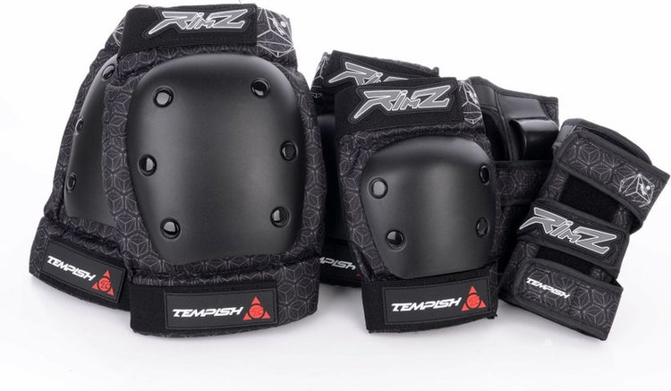 Tempish – rimz – protection pour patins – pack de 3 – adultes – noir – ensemble complet de protection pour patins – taille l