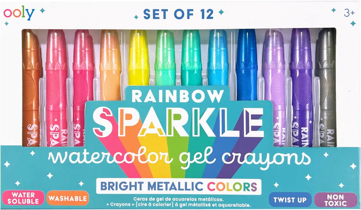 Ooly - Rainbow Sparkle - 12 crayons aquarelle métallisés