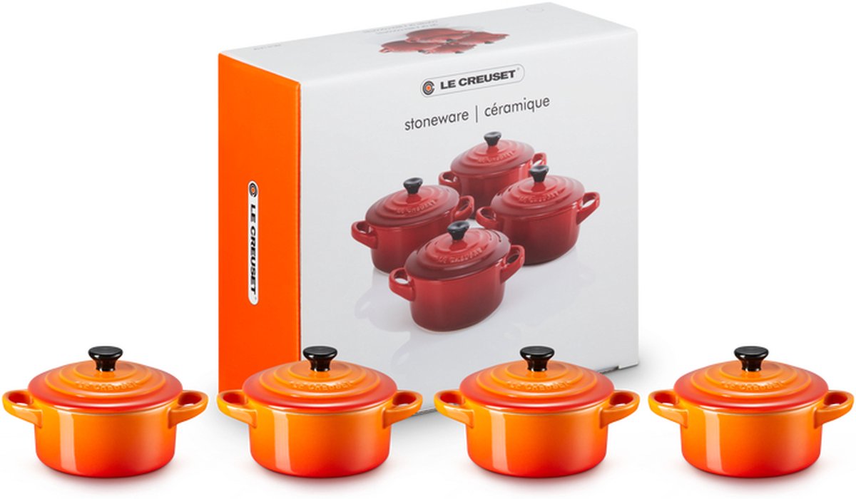 Le Creuset 4 mini cocottes 0,25l 10cm rouge-orange
