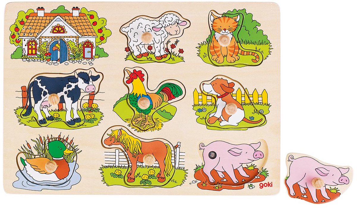 Goki Noppen Puzzle Farm Animaux avec du son