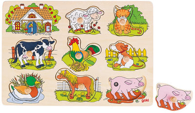 Goki Noppen Puzzle Farm Animaux avec du son