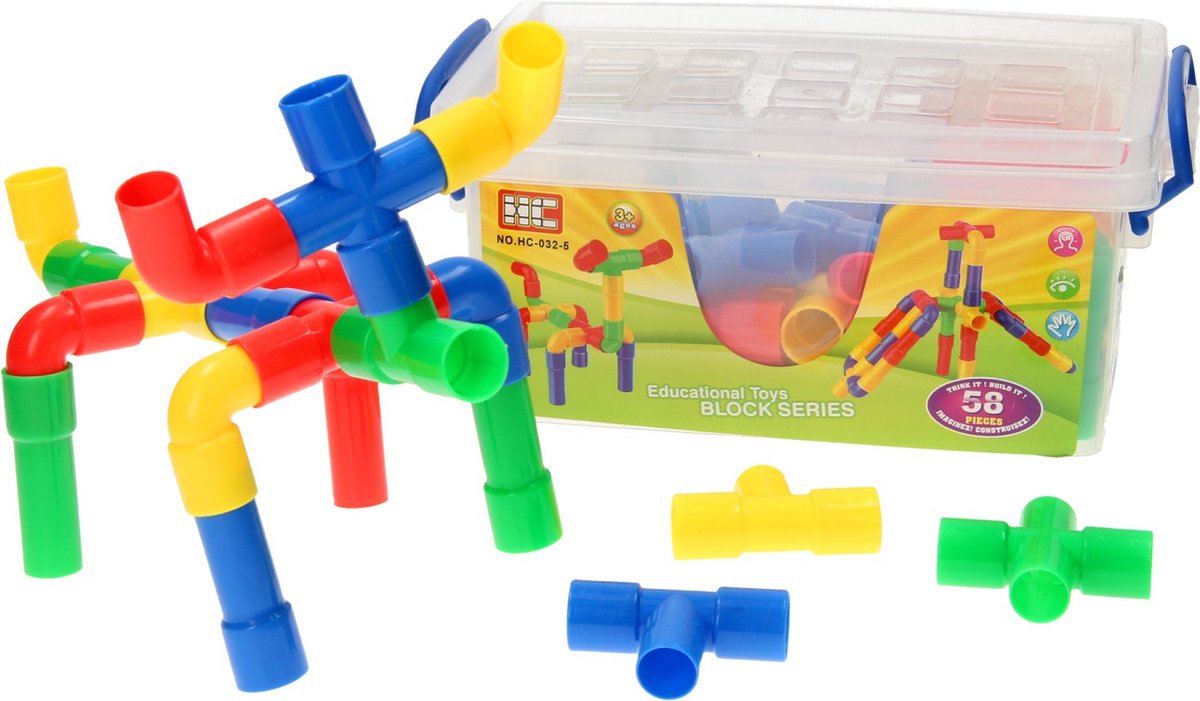 Tubes de construction dans la boîte de rangement, 58dlg