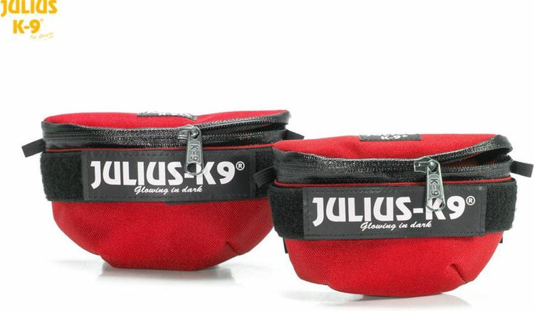 Sacoches latérales universelles Julius k9 idc® rouge pour harnais taille baby1 à taille mini.