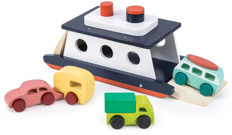 Véhicules Mentari - car ferry - 35,50x11,50x12cm - bois - 3 ans