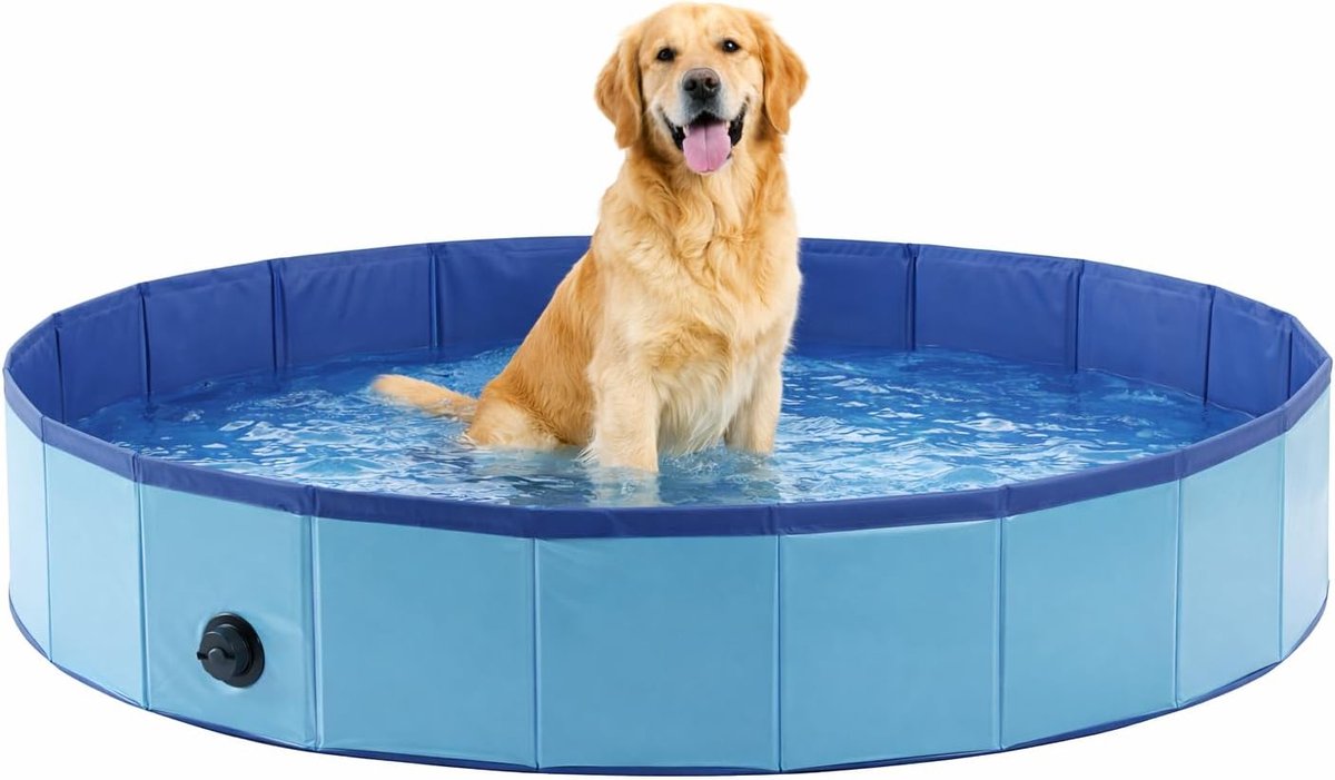Piscine pour chiens Flamingo 160 cm - grande piscine pliable pour chiens - piscine pour chiens - bleu - pataugeoire rafraîchissante - sans pompe à air