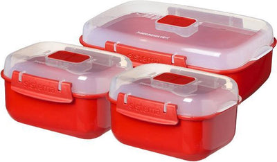 Sistema micro-ondes heat 'n eat - lot de 3 récipients pour micro-ondes - avec couvercle - rouge - 2x525ml - 1x1,25l