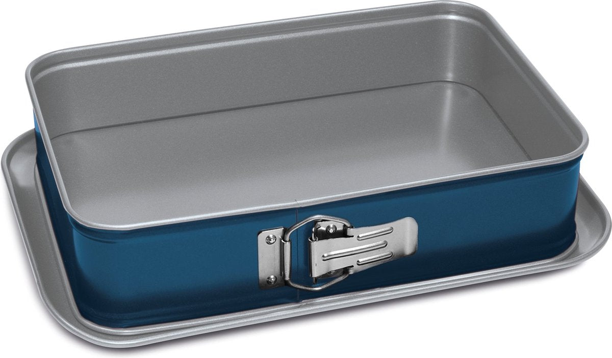 Guardini xbake moule à charnière - moule à gâteau - moule à gâteau - moule à gâteau - moule à charnière 24 cm - moule à charnière rectangle - moule à pâtisserie 24x7 cm - acier - bleu argent