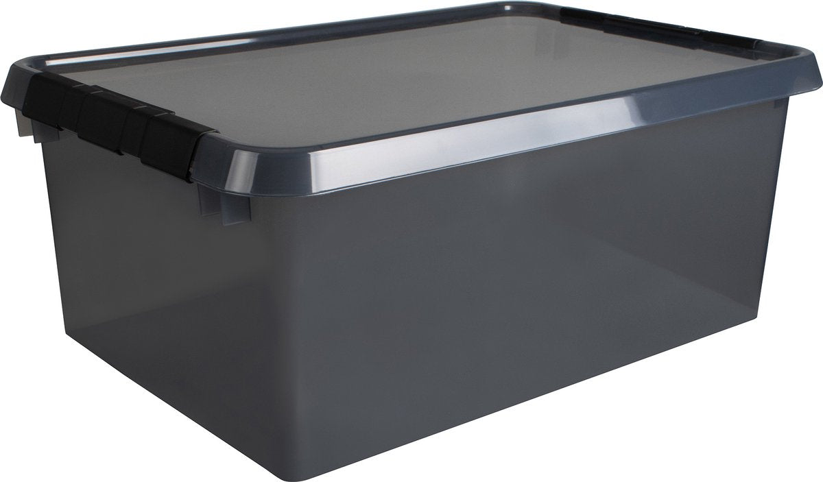 Boîte de rangement Comfort Line 45 litres transparent gris noir 60 x 40 x 26 cm | 2 pièces
