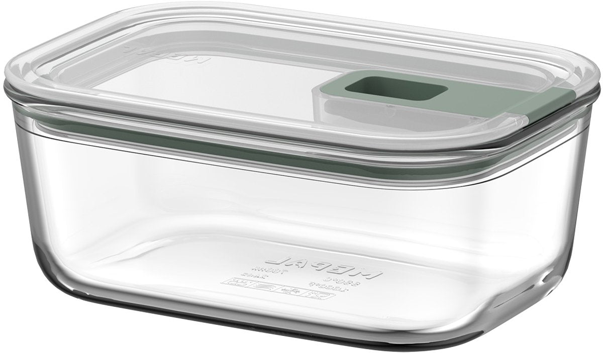 Récipient alimentaire en verre Mepal easyclip - 700 ml - Récipient alimentaire en verre à fermeture coulissante - Convient au micro-ondes. four (à vapeur). réfrigérateur et congélateur - sauge nordique