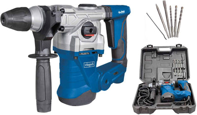 Marteau perforateur Scheppach DH1300plus - 1250w - 5 ans - sds-plus - avec burin plat, burin pointu et coffret de forets
