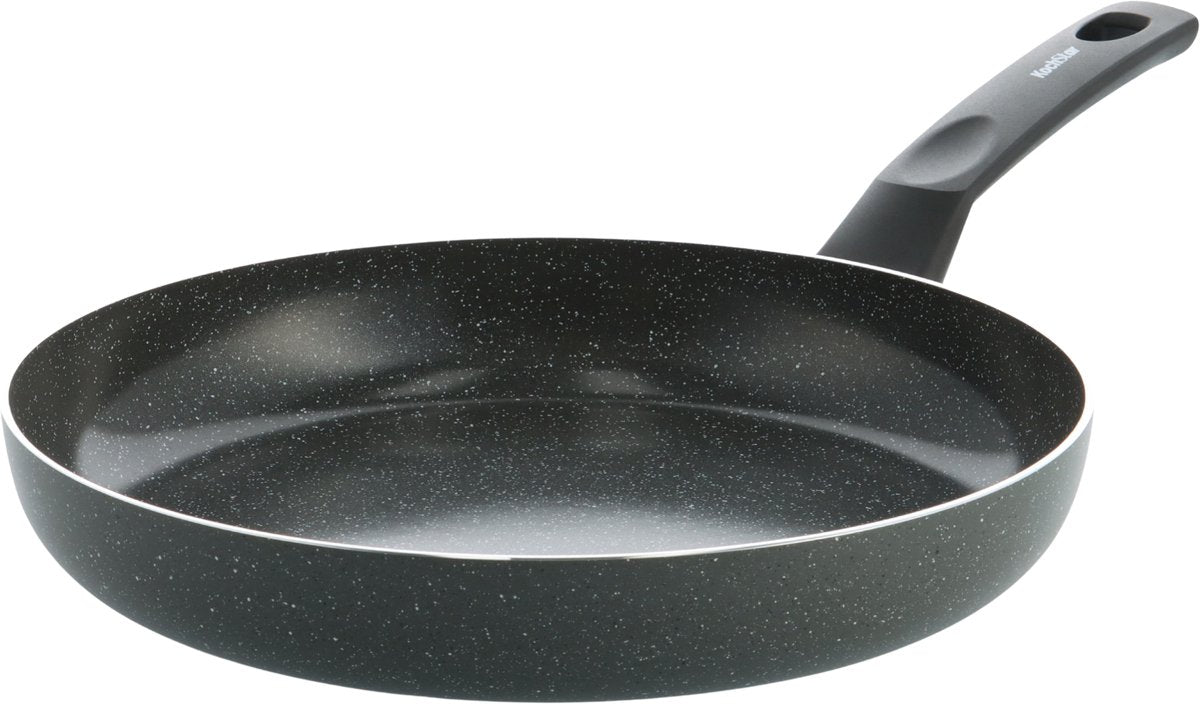 Poêle Kochstar Stein 28 cm - revêtement antiadhésif sans PFA - poêle à induction - poêle en céramique - passe au four jusqu'à 130°c - poignées froides - noir granit