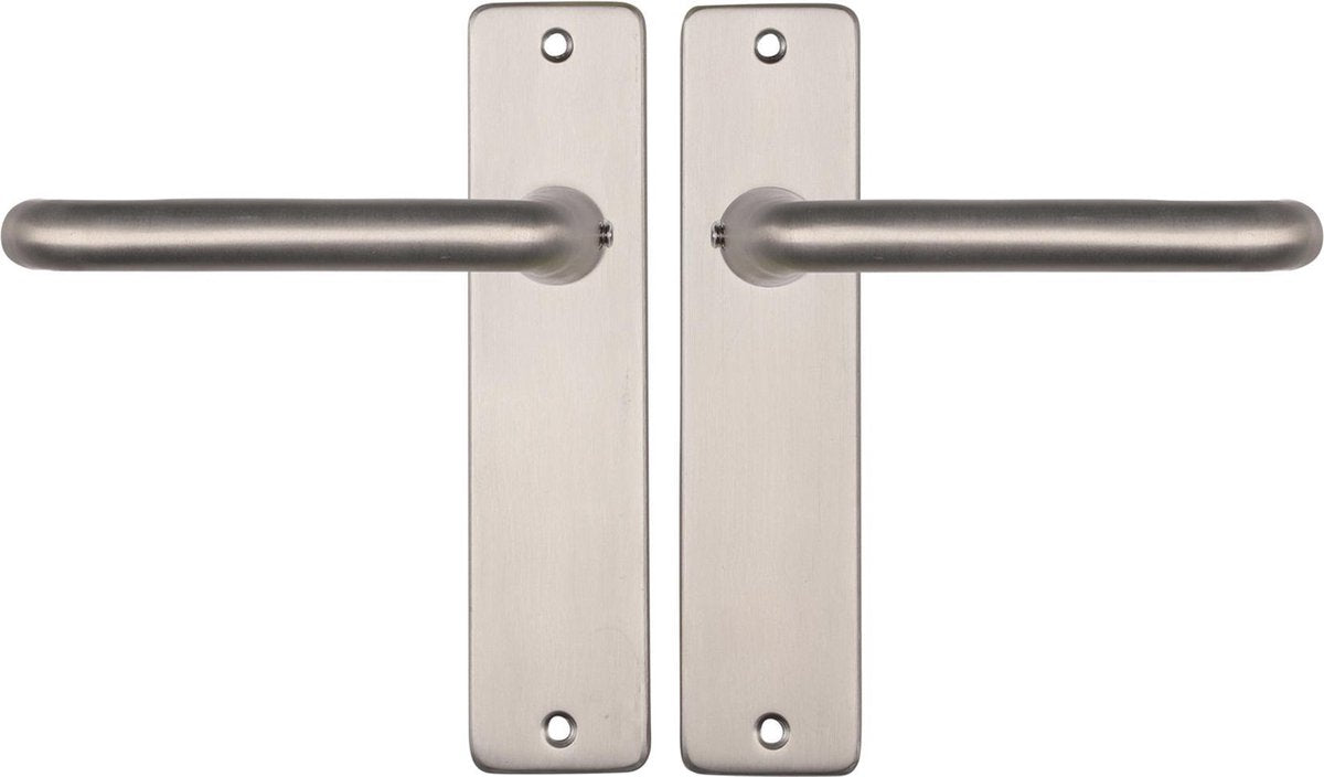 Poignée de porte Starx argent - aspect acier inoxydable - ferrures de porte - poignée de porte avec bouclier - store - poignée de porte coupé - 43 x 180 mm - ø 18 mm