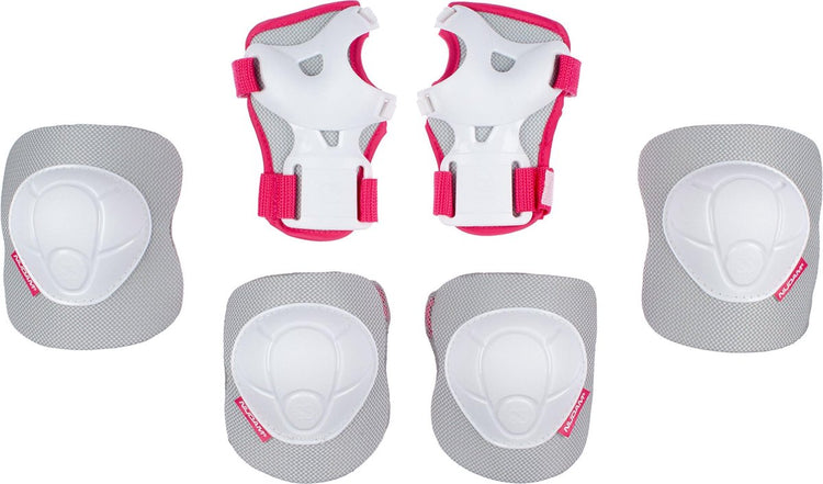 Nijdam set de protection skate enfants - blanc out - blanc fuchsia - m