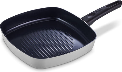 Poêle grill Brabantia indu+ - ø 26 cm - revêtement antiadhésif en céramique - convient pour induction - 100% sans PFA - gris