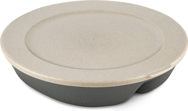 Assiette circulaire bio Koziol avec compartiment et couvercle 1,5l - gris