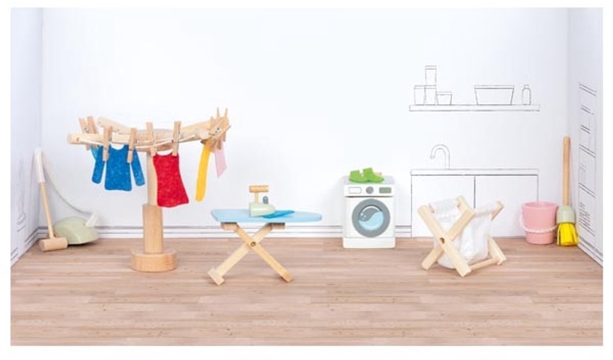 Goki en bois poppenhuis meubles accessoires d'espace de cire