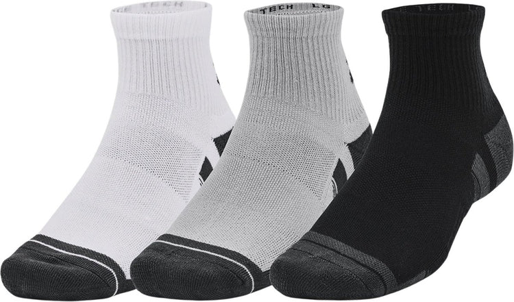 Under armour ua performance tech 3pk qtr chaussettes de sport unisexes - gris - blanc - gris