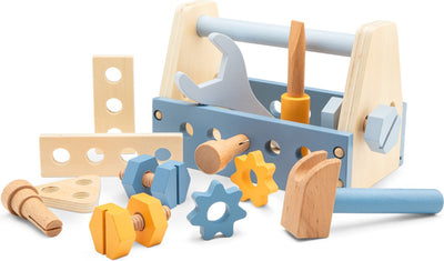 Boîte à outils en bois Woet ® pour enfants - Outils jouets 15 pièces - comprenant marteau, tournevis et accessoires - FSC - à partir de 3 ans