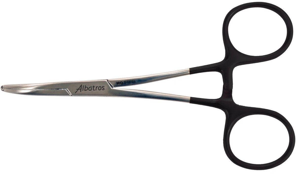 Pince à veines Albatros courbée - pince professionnelle en inox pour travail de précision sur poissons 12cm