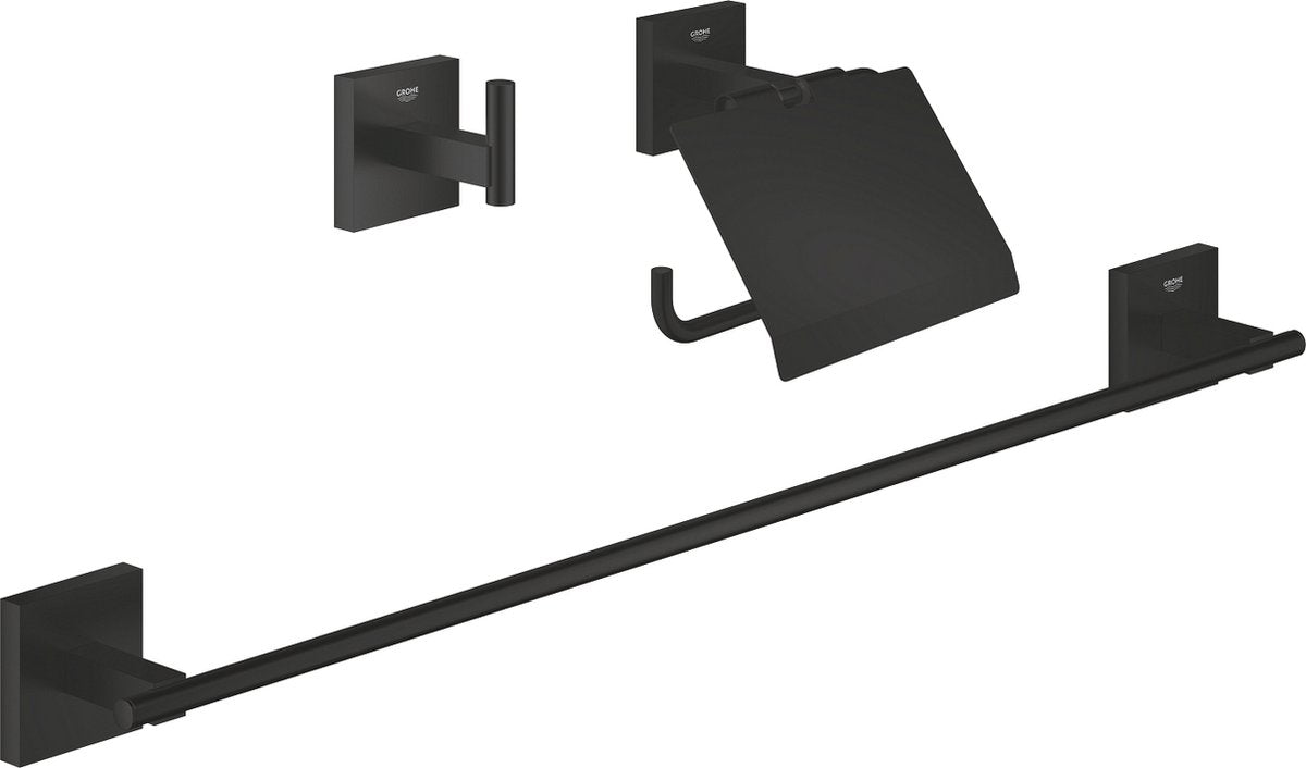 Grohe quickfix start cube ensemble d'accessoires de salle de bain 3-en-1 - noir mat
