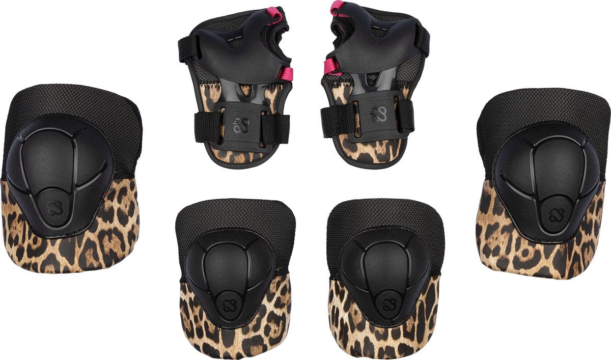 Nijdam set de protection pour skate panthère enfants - rugissant prêt - panthère noire - taille m