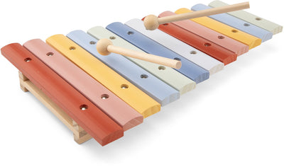 Jouet xylophone en bois Woet ® - instrument jouet coloré avec livret de musique et 2 bâtons - stimule le développement musical - à partir de 2 ans