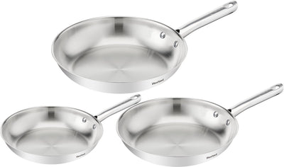 Tefal duetto on b866s334 – lot de 3 poêles – induction – set de poêles 20 24 28 cm – acier inoxydable de haute qualité – thermo-fusion™ – poêle