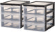 Système de tiroirs commode design Iris a5 - 3 tiroirs - 3 x 2 l - plastique - noir transparent - 2 pièces