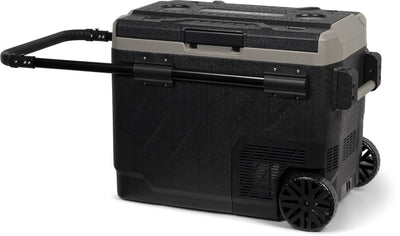 Steamy-e glacière électrique à rouleau double zone à compresseur sur roulettes - double zone - 49 litres - 12v et 230v - pour voiture et camping - noire