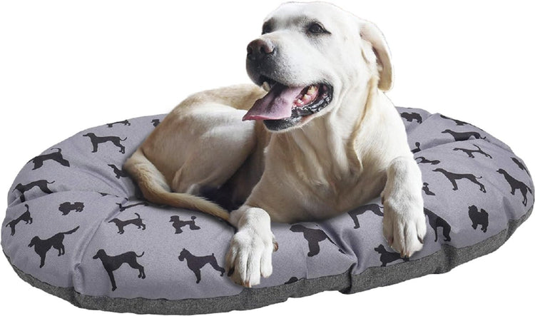Coussin de chien en palissandre toutes saisons imprimées de chien ovale gris