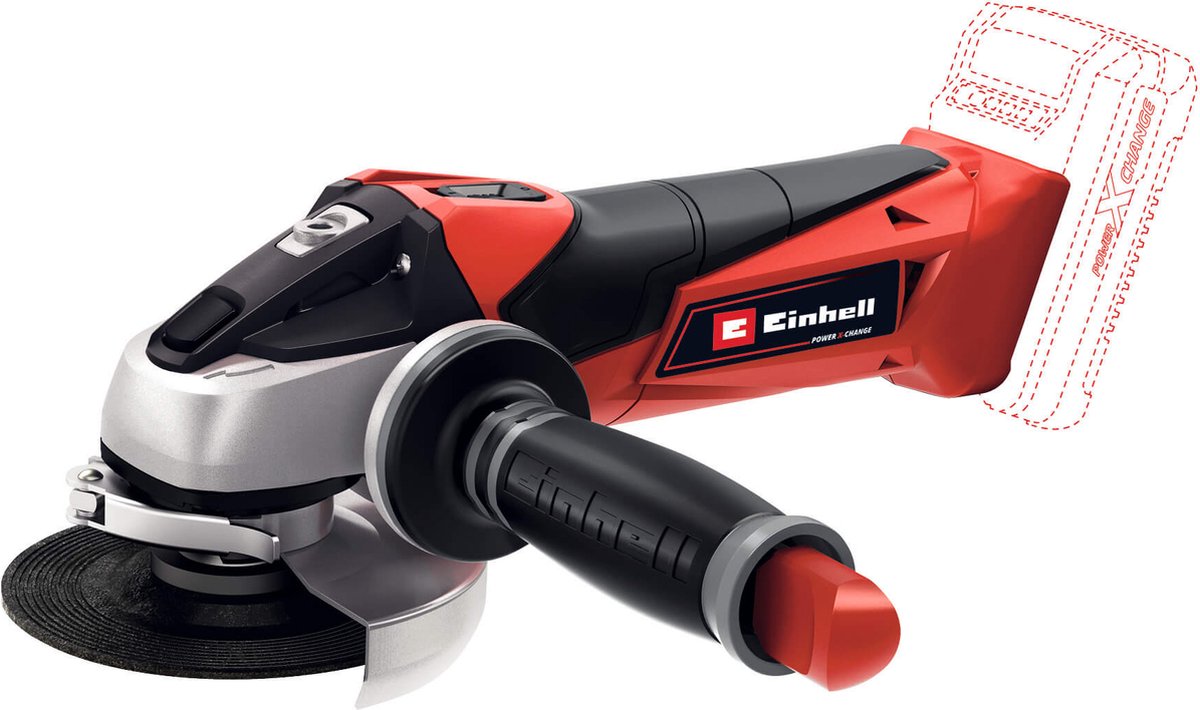Meuleuse d'angle sans fil Einhell te-ag 18 115 li solo + accessoires - puissance
