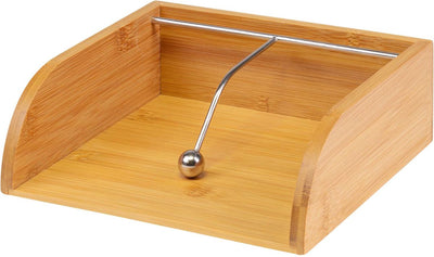Westmark porte-serviettes + poids, pour 1 4 serviettes pliées (33 x 33 cm), 21,5 x 20 x 7 cm, bambou acier inoxydable, tapas + amis, marron clair argent, 69942270