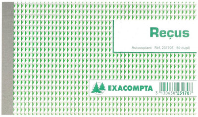Exacompta - reçus, ft 10,5 x 18 cm, français, dupli (2 x 50 feuilles)